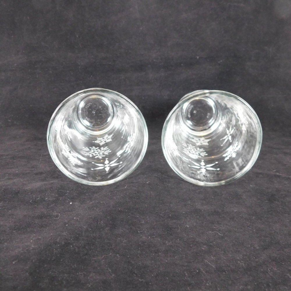 Lot of 2 KIG Indonesia 16 oz Glass Tumbler White Snowflake Pattern Vintage - Picture 10 of 11